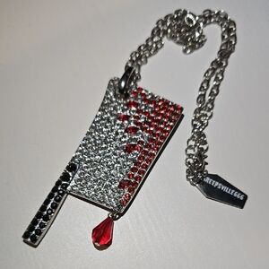 Kreepsville 666 Silver and Red Cleaver Pendant Necklace
